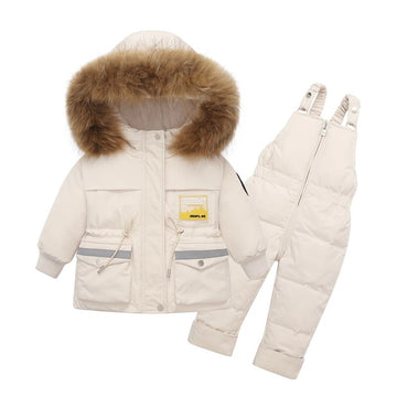 Kids 2Pc Warm Designer Style Snow Suit Sets With Detachable Fur. Ages 12M~4T